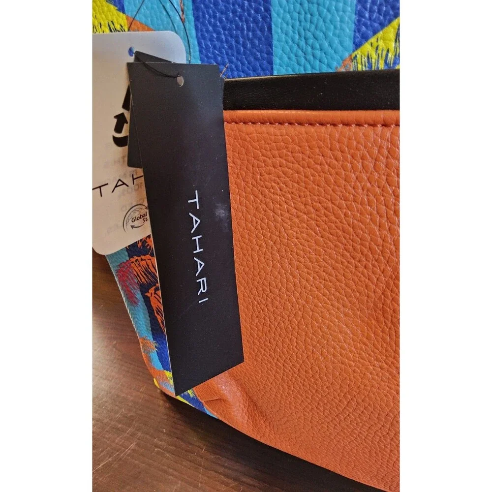 Tahari Bette Satchel Palm Print Vegan Leather Crossbody Bag Multicolor NWT